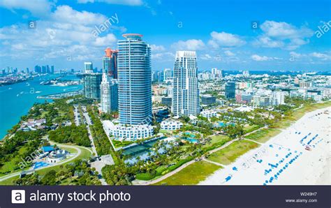 Aerial View City Miami Beach South Beach Florida Usa Stock Photo Alamy
