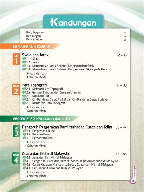 Isi Kandungan Buku Teks Geografi Tingkatan 3