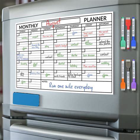 Magnetic Monthly Calendar Planner For Refrigerator 11x17 Dry Erase