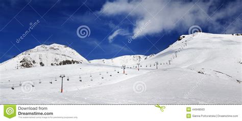 Panorama Of Ski Slope At Sunny Winter Day Stock Image Image Of Nature