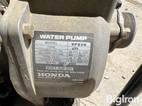 Honda Wp20x Water Pump Bigiron Auctions