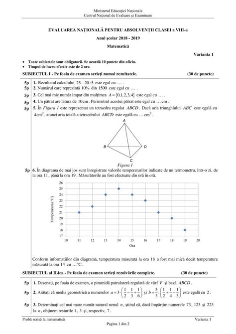 Evaluarea Nationala 2019 Matematica Din 20062019 Subiecte Oficiale