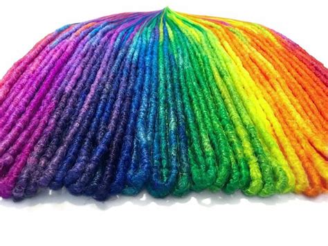 Playful Rainbow Dreadlocks Done In Wrapped Natural Style Etsy