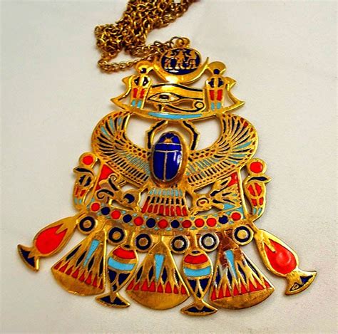 Vintage Egyptian Revival Medallion Necklace Egyptian Revival Jewelry