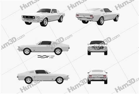 Ford Mustang Gt 1967 Blueprint Template 3dmodels