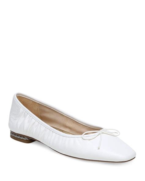 Sam Edelman Leather Womens Meg Square Toe Ballet Flats In White Lyst