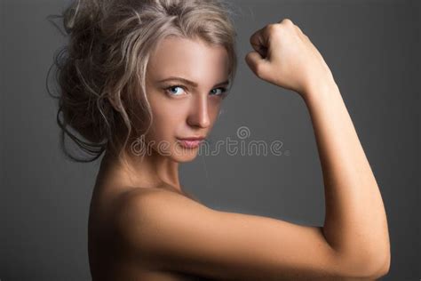 Attractive Athletic Girl Showing Biceps Stock Image Image Of Abdomen