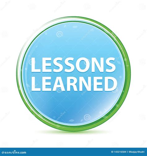 Lessons Learned Natural Aqua Cyan Blue Round Button Stock Illustration