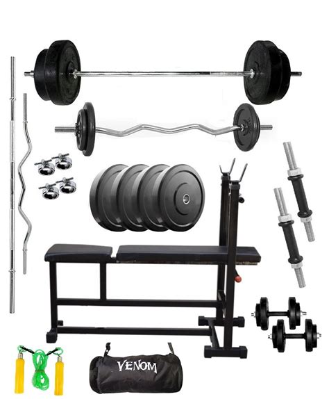 Buy Venom Home Gym With 54 Kg Weight Plates Dumbell Rods Straight