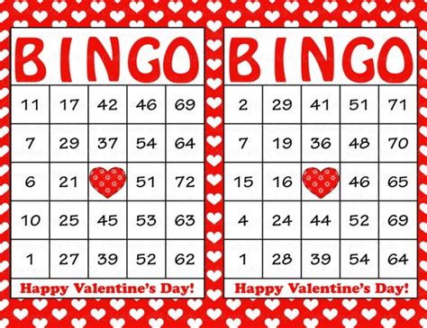 Items Similar To 30 Valentines Bingo Cards Printable Valentine Bingo