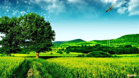 Green Nature Landscape Wallpaper 1366x768 56717 Baltana