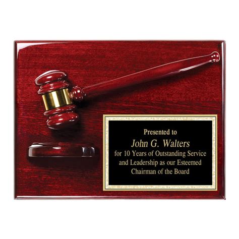 Rosewood Gavel Plaque American Trophy And Award Company Los Angeles Ca