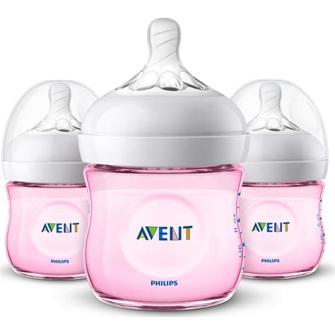 Philips Avent Natural Baby Bottle Pink 4oz3pk Scf01038 Walmart