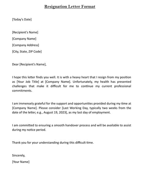 Simple Resignation Letter Format In Word Download