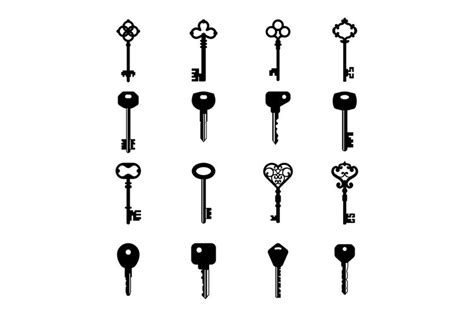 Key Silhouette House Access Old And Modern Key Icons Vector