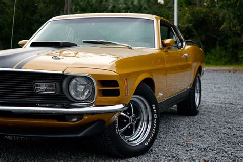 1970 Mustang 351 Cleveland Mach 1 K Color Gold Side Mustang Ford