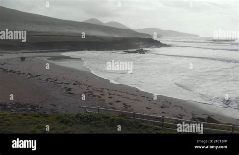 Aerial Of Moody St Finians Bay On Famous Ring Of Kerry In Ireland Stock