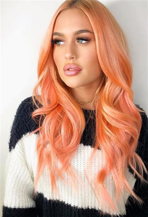 67 Pretty Peach Hair Color Ideas How To Dye Your Hair Peach Haarfarben Coole Frisuren Ombré