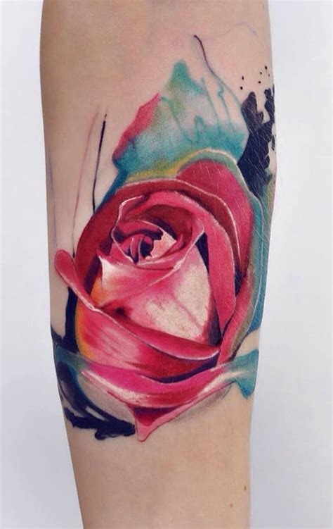 60 Creative Watercolor Rose Tattoo Designs