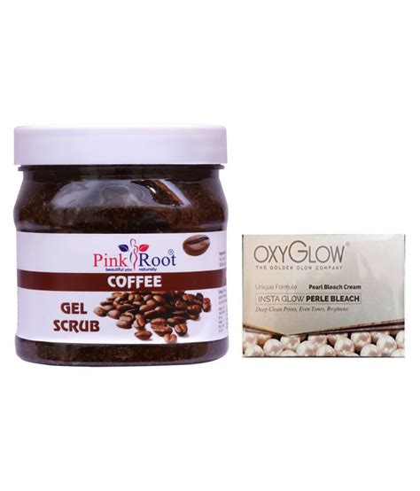 Pink Root Coffee Gel Scrub 500gm With Oxyglow Perle Bleach Day Cream 50