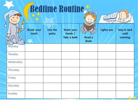 Printable Reward Charts For Best Monitoring Bedtime Routine Chart
