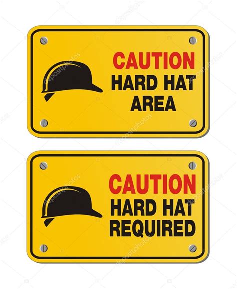 Caution Hard Hat Area Signs Rectangle Yellow Signs — Stock Vector