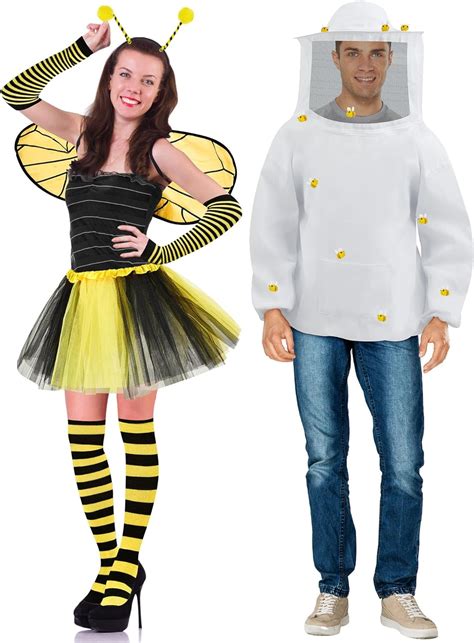 Ramede Couple Bee Costume Beekeeper Adult Set Halloween