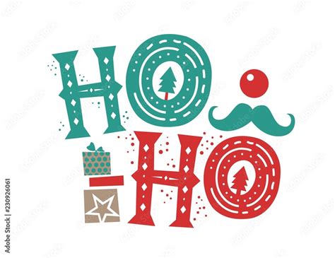Ho Ho Ho Christmas Quote And Illustration Box T Santas Laughter Christmas Card Or Poster