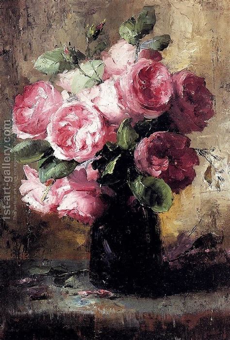 Pink Roses In A Vase In 2020 Flower Art Oil Painting Flowers
