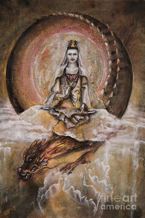 Kuan Yin And Dragon Painting By Tilly Campbell Allen Fine Art America