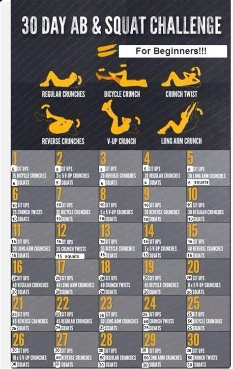 30 Day Ab Squat Challenge For Beginners Workout