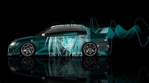 Free Download Evolution JDM Side Anime Aerography Car Art Azure Neon Effects K X