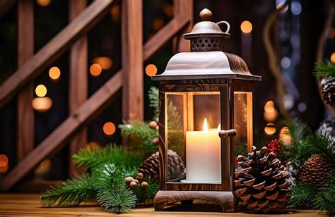 Premium Ai Image Ai Generative Christmas Lantern With A Candle And