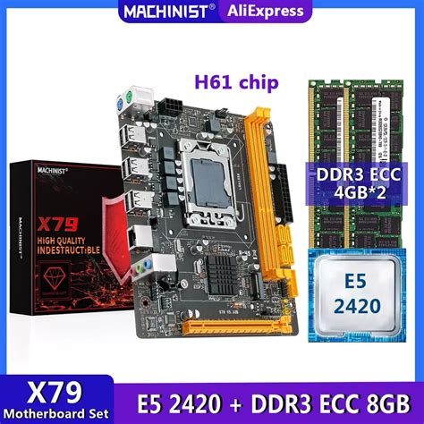 Machinista X79 Placa Mãe Lga 1356 Conjunto Kit Com Processador Xeon E5 2420 Ddr3 Ecc 8gb 2 4gb