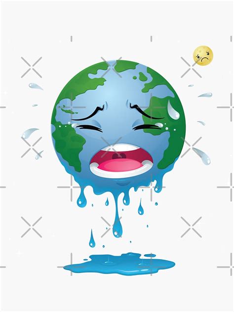 Crying Earth Sticker By Mikailain Redbubble