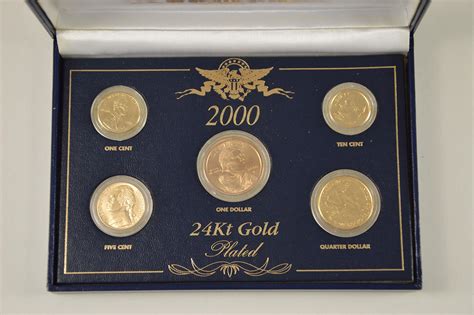 Historic Coin Collection 24kt Gold Plated 2000 Proof Set Nicely Packed Us Coins Property Room