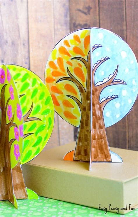 Four Seasons Tree Craft With Template Tree Crafts Crafts Fall