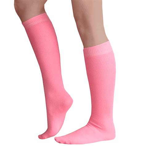 thin solid pink knee highs