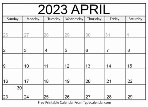 Free Printable April 2023 Calendars Download