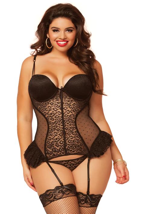 Seven Til Midnight Plus Size Sexy Full Figure Leopard Mesh Print