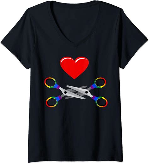 Womens Scissoring Lgbt Lesbo Women Who Love Girls Lesbian Scissor V Neck T Shirt