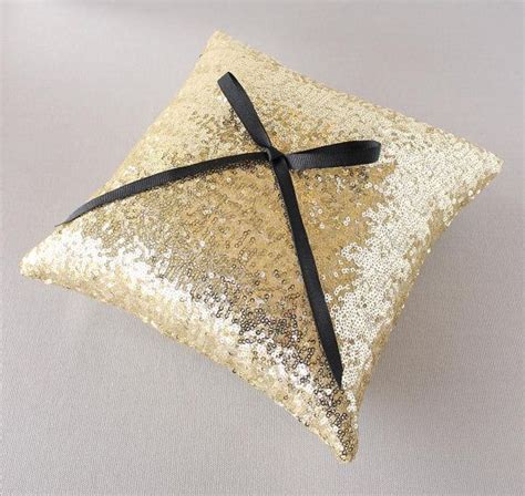 Shiny Gold Sequin Ring Bearer Pillow 10 In X By