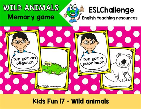 Wildanimals Memory Games Cards English Teaching Resources Animal