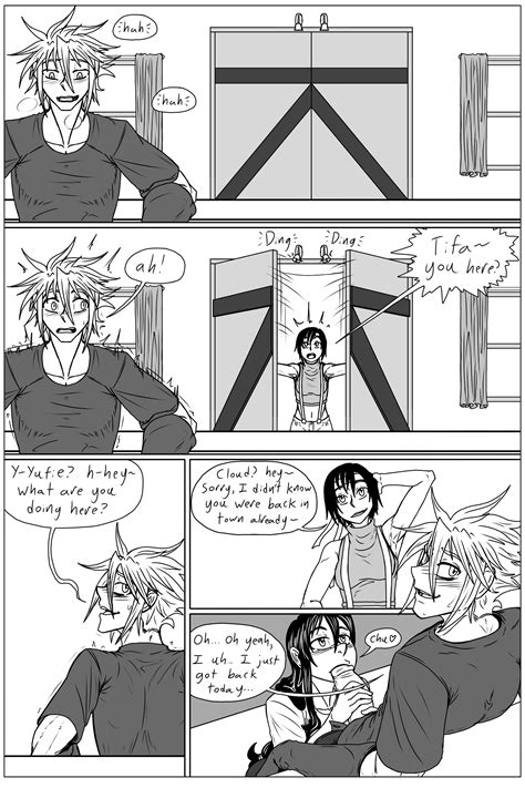 Rule 34 2d Art Black And White Black And White Drawing Cloud Strife Comic Comic Page Dialogue