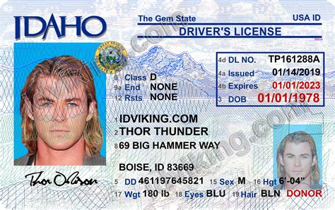 Your driver license or identification card number your date of birth Idaho (ID) - Drivers License PSD Template Download ...
