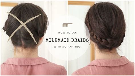 Milkmaid Braids With No Parting Quick Tutorial Youtube