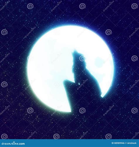 Wolf Howling And Starry Sky Stock Illustration Illustration Of Horror
