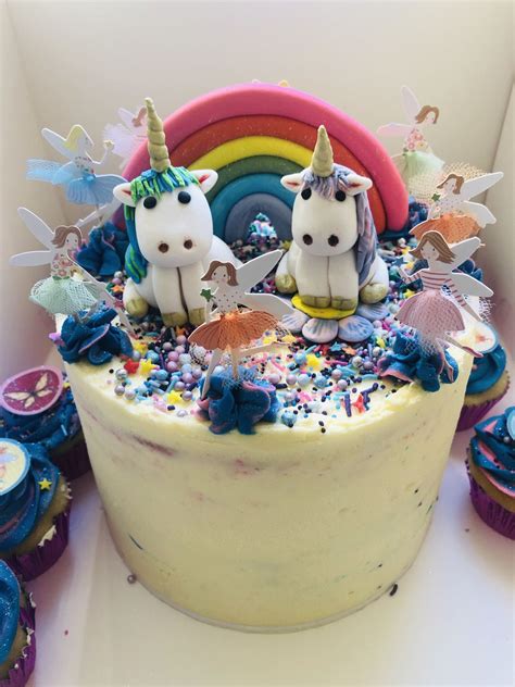 Unicorn And Fairies Fairy Cake Vanilla Buttercream Rainbow Cake