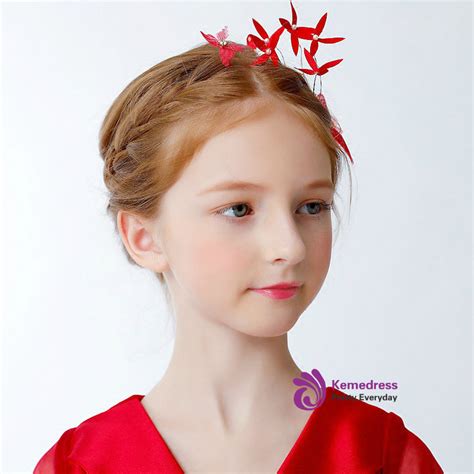 Childrens Flower Girl Headdress Red Hairband Accessories