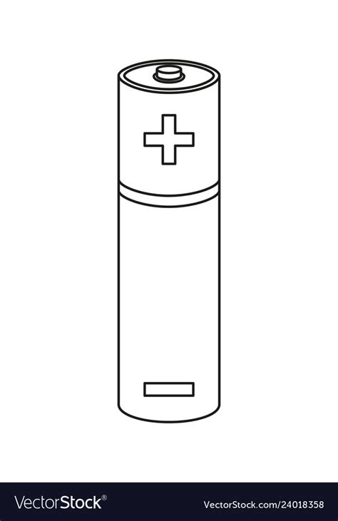 Line Art Black And White Aa Type Battery Vector Image